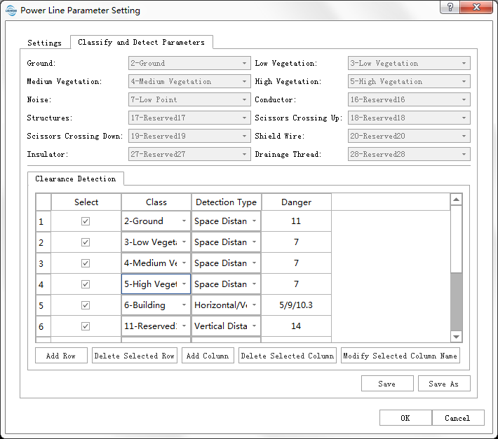 Detection Parameter Settings