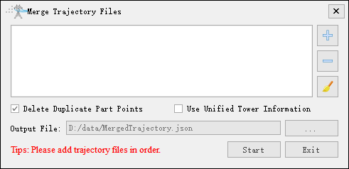 Merge Trajectory File Menu